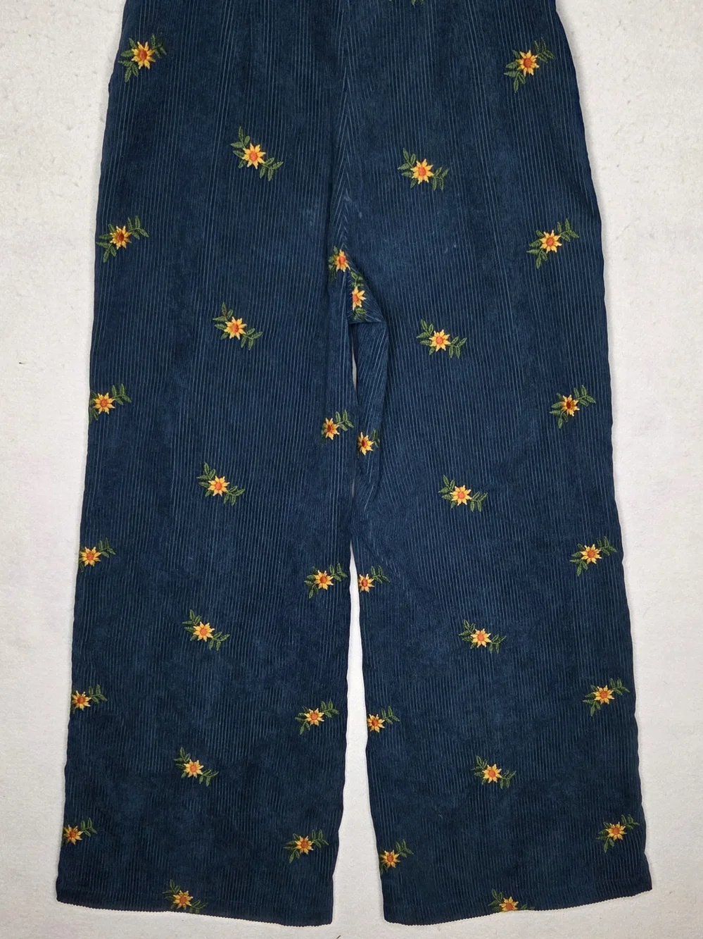 Cider Sunflower Corduroy Wide Leg Overall S Ditsy Floral Animal Crossing Boho - Picture 7 of 11